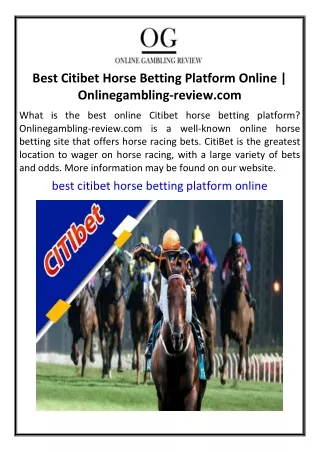 Best Citibet Horse Betting Platform Online  Onlinegambling-review.com