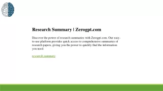 Research Summary  Zerogpt.com