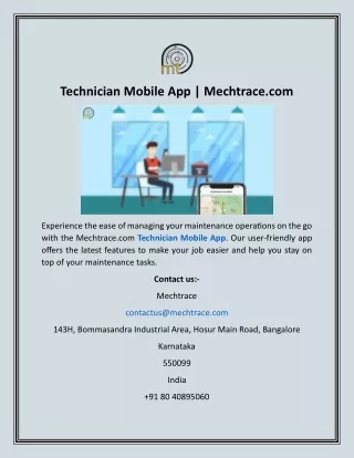 technician mobile app mechtrace com