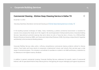 Commercial Cleaning - Kitchen Deep Cleaning Service in Dallas TX