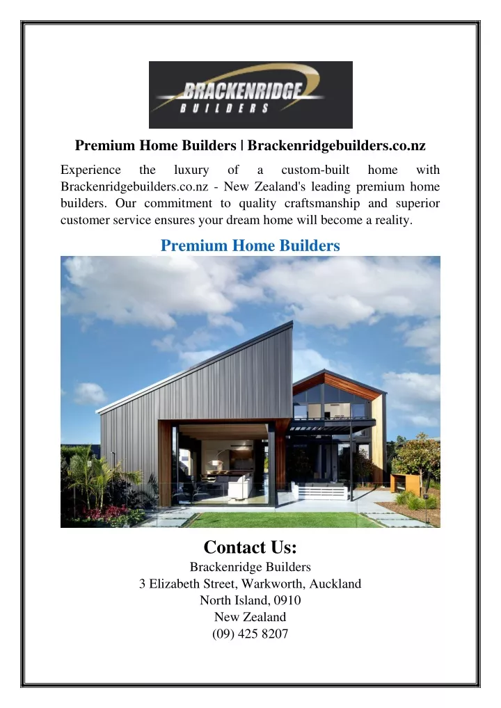 premium home builders brackenridgebuilders co nz