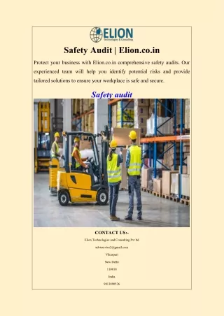 Safety Audit  Elion.co.in