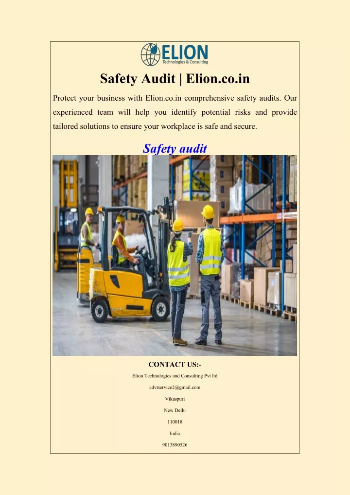 safety audit elion co in