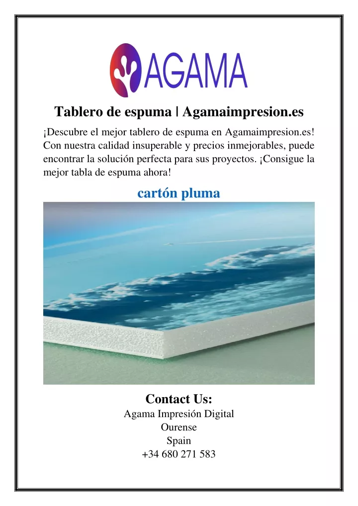 tablero de espuma agamaimpresion es