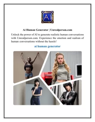 Ai Human Generator  Unrealperson.com