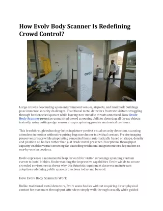 How Evolv Body Scanner Is Redefining Crowd Control