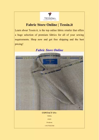 Fabric Store Online  Tessin.it