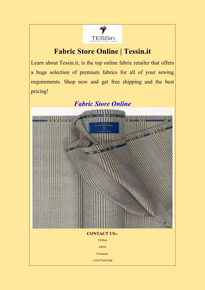 fabric store online tessin it