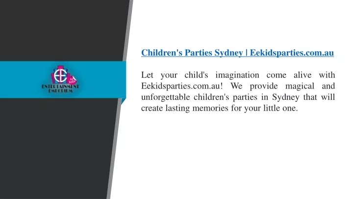 children s parties sydney eekidsparties