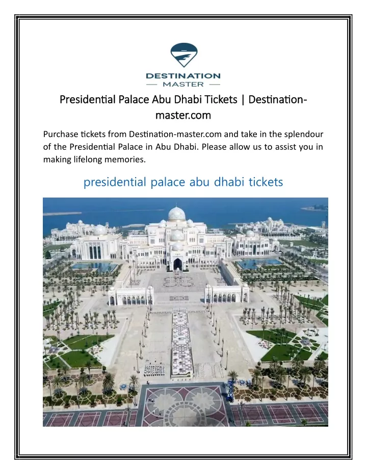 presidential palace abu dhabi tickets destination