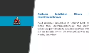 Appliance Installation Ottawa  Expertrepairottawa.ca