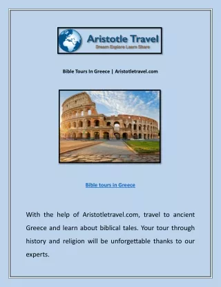 Bible Tours In Greece | Aristotletravel.com