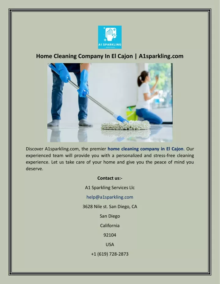 home cleaning company in el cajon a1sparkling com