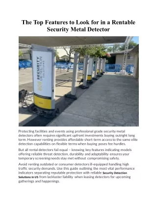 The Top Features to Look for in a Rentable Security Metal Detector
