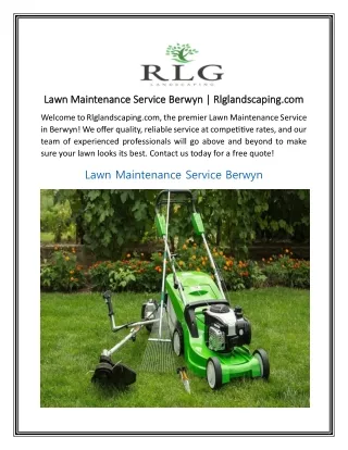 Lawn Maintenance Service Berwyn  Rlglandscaping com