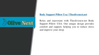 Body Support Pillow Usa  Theolivenest.net