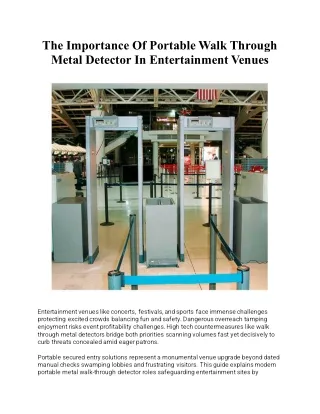 The Importance Of Portable Walk Through Metal Detector In Entertainment Venues