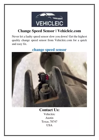 Change Speed Sensor | Vehicleic.com