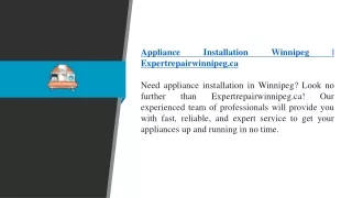 Appliance Installation Winnipeg  Expertrepairwinnipeg.ca