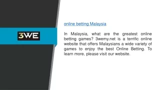 Online Betting Malaysia 3wemy.net