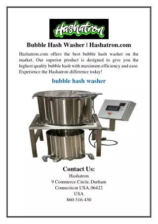 bubble hash washer hashatron com