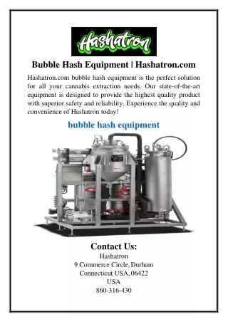 bubble hash equipment hashatron com