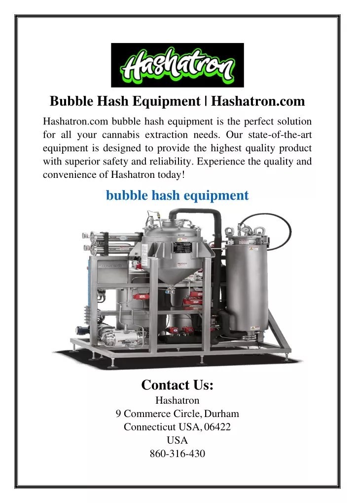 bubble hash equipment hashatron com