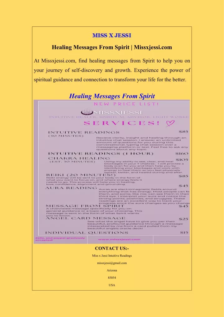 healing messages from spirit missxjessi com