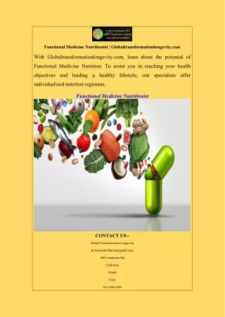Functional Medicine Nutritionist  Globaltransformationlongevity.com