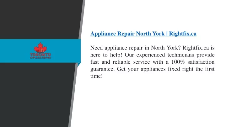 appliance repair north york rightfix ca need