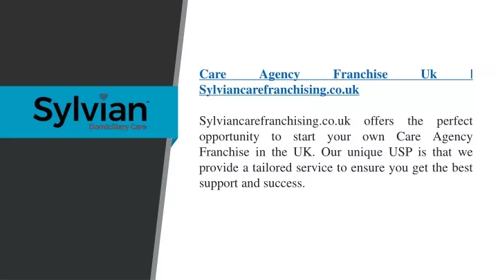 care agency franchise uk sylviancarefranchising