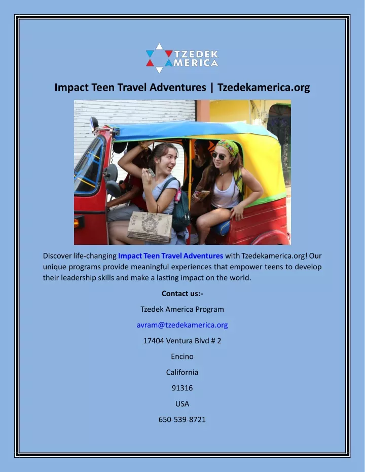 impact teen travel adventures tzedekamerica org
