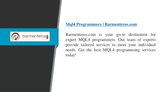 Mql4 Programmers  Barmenteros.com