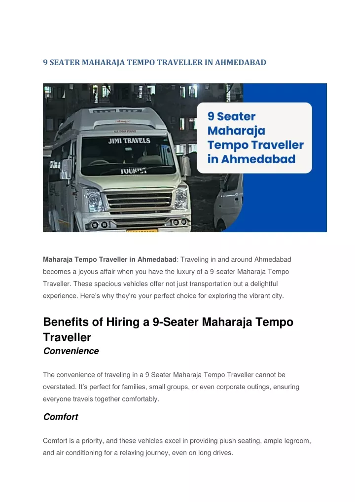 9 seater maharaja tempo traveller in ahmedabad