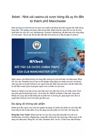 8xbet - Nha cai casino,ca cuoc bong da uy tin den tu thanh pho Manchester