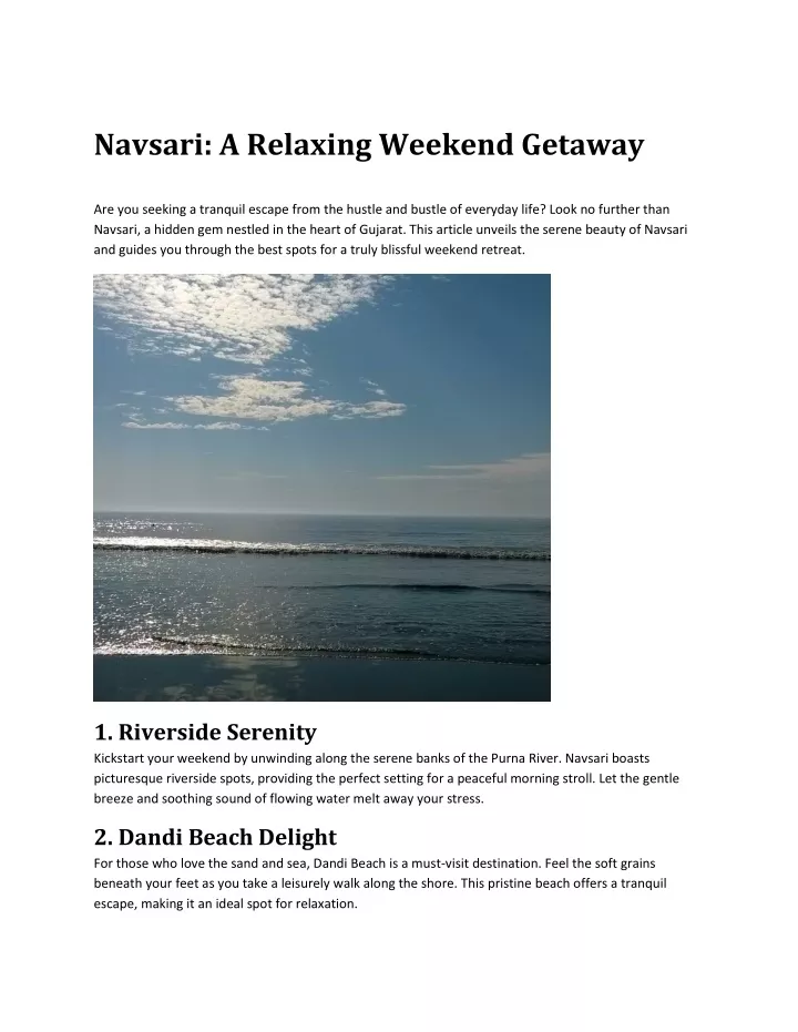navsari a relaxing weekend getaway