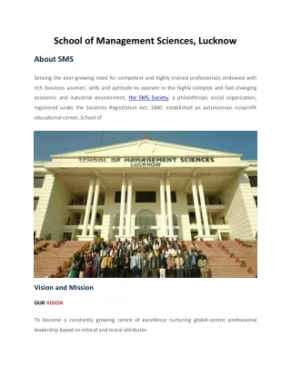 School of Management Sciences - SMS Lucknow