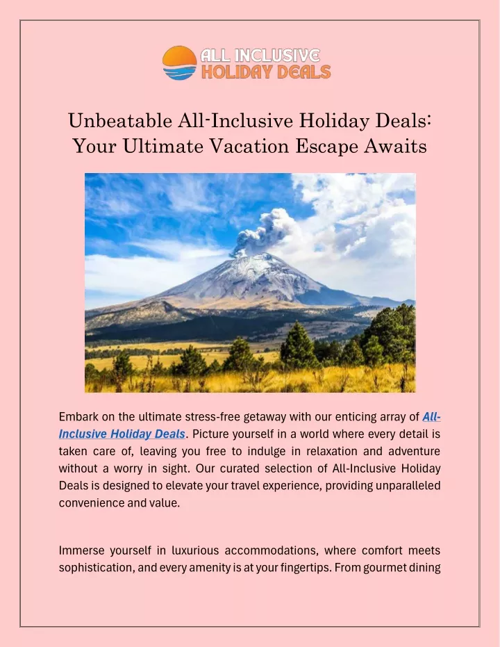 unbeatable all inclusive holiday deals your