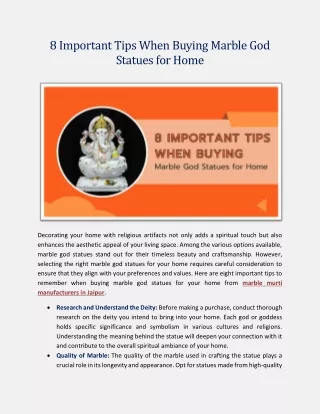 8 Important Tips When Buying Marble God Statues for Home
