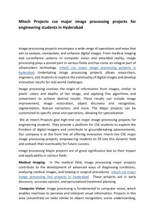 mtech projects cse major image processing