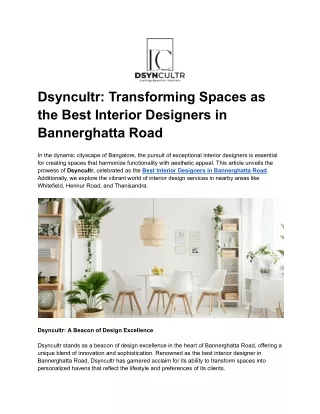Dsyncultr_ Transforming Spaces as the Best Interior Designers in Bannerghatta Road