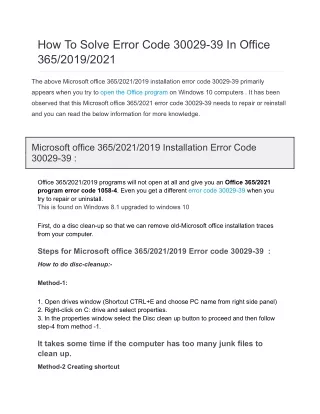 How To Solve Error Code 30029-39 In Office 365_2019_2021