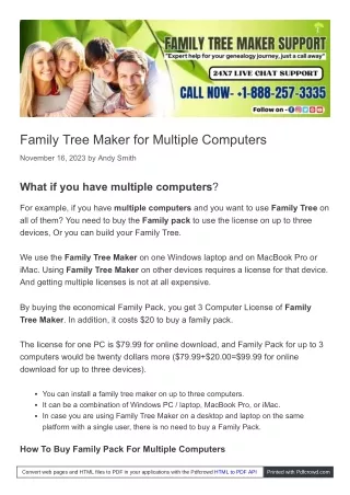 Family Tree Maker for Multiple Computers