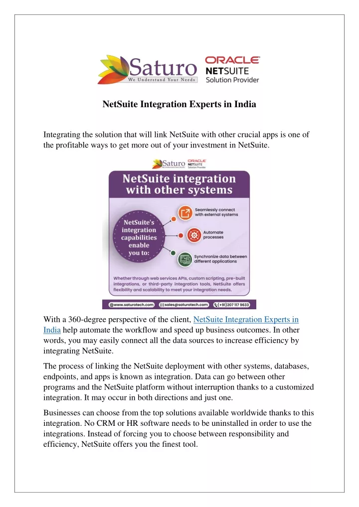 netsuite integration experts in india