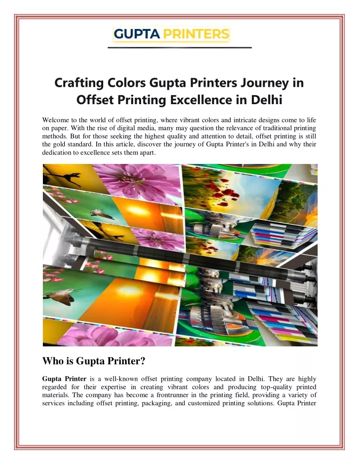 crafting colors gupta printers journey in offset