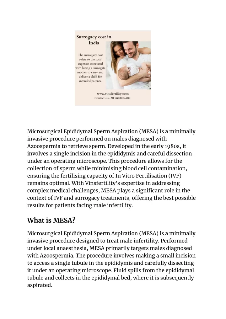 microsurgical epididymal sperm aspiration mesa