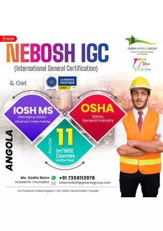 Explore the Future Scope for HSE Career -Nebosh course in Angola with GWG