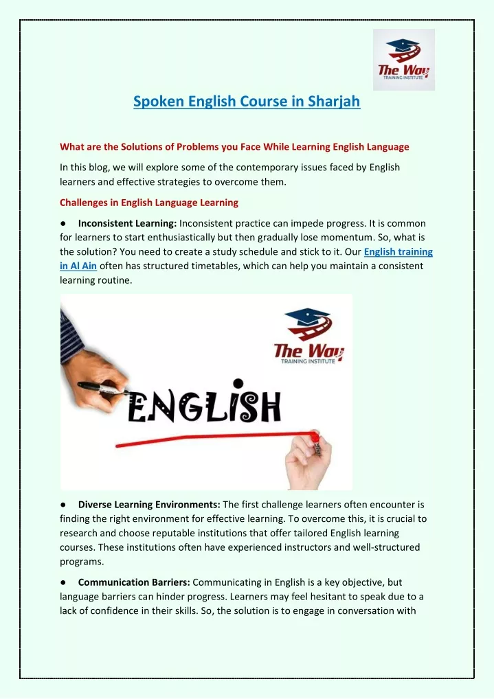 spoken english course in sharjah