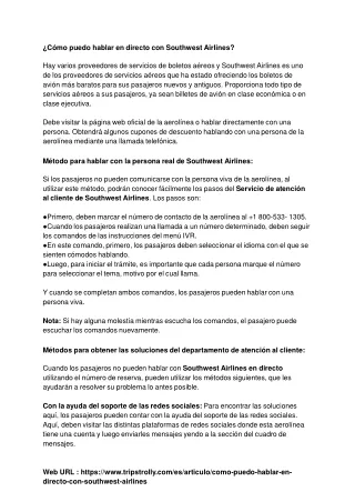 Método para hablar con la persona real de Southwest Airlines