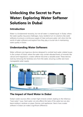 Water softener For Hard Water supplier price in dubai uae